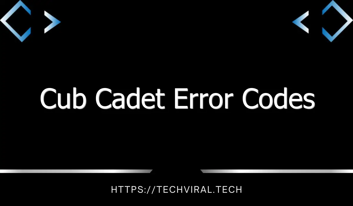 cub cadet error codes 2 8532