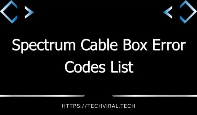 spectrum cable box error codes list 8345