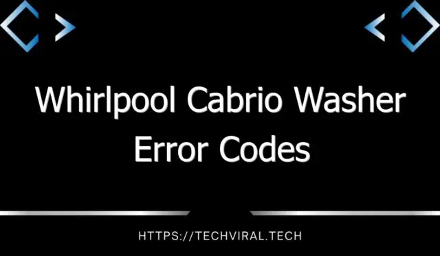 whirlpool cabrio washer error codes 8311